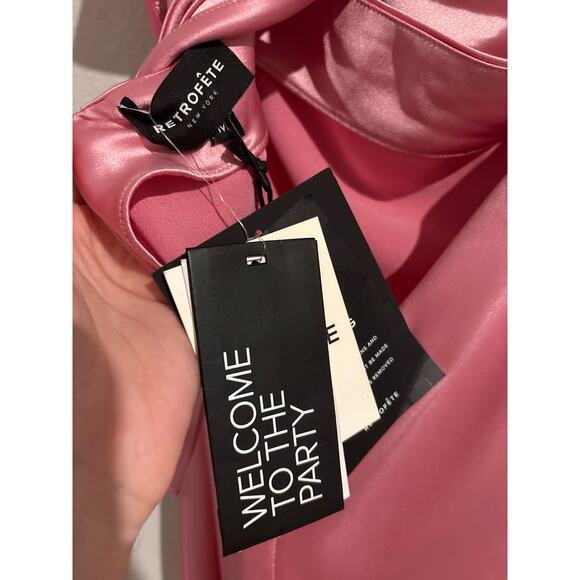 Retrofete Skye Maxi Dress Strapless Satin Party Formal Guest Prom Fondant Pink M - Picture 11 of 14